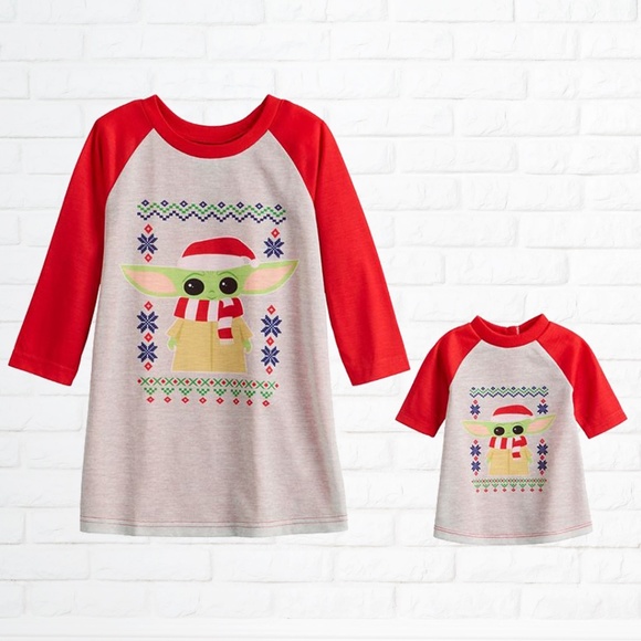 NWT Star Wars Grogu Aka Baby Yoda Holiday Nightgown Set - Girls size 4T - Picture 1 of 2